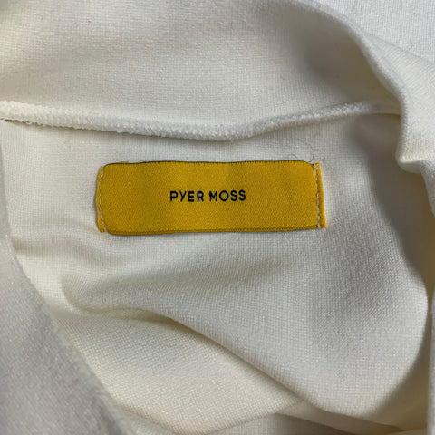 PYER MOSS Size L Off White Graphic Viscose Blend Cropped T-shirt