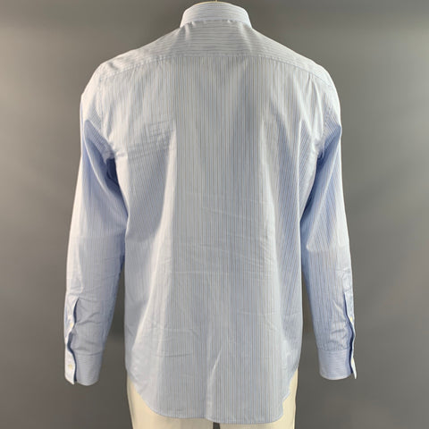 VALENTINO Size L Blue Black & White Stripe Cotton Button Up Long Sleeve Shirt