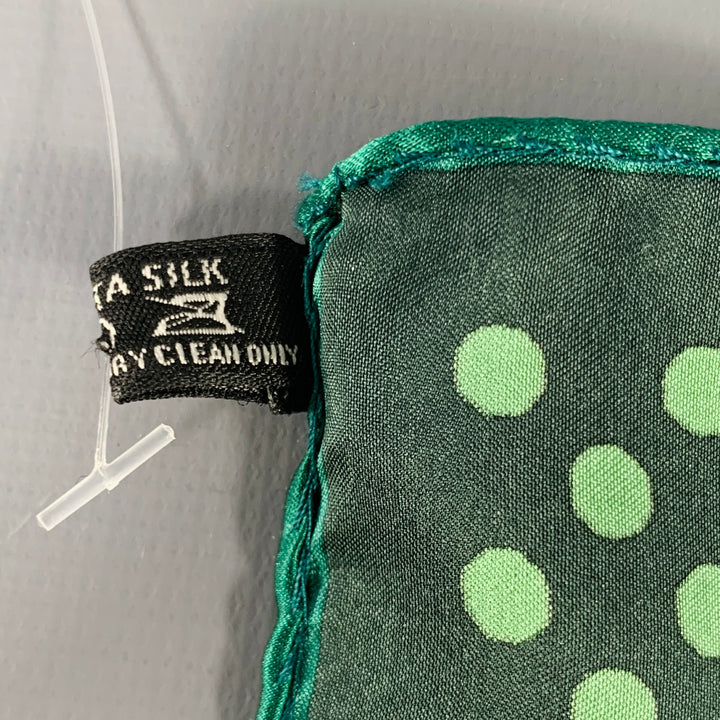 ERMENEGILDO ZEGNA Green Dark Green Dots Silk Pocket Square