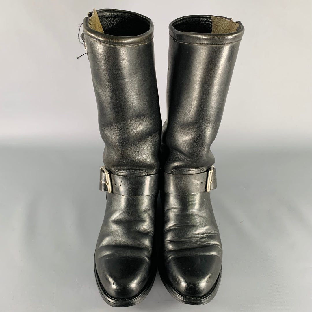 VINTAGE Size 9 Black Leather Motorcycle Boots