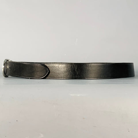 RALPH LAUREN Size 34 Black Silver Leather Belt