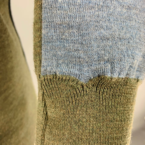 MARNI Size L Green Black Color Block Crew Neck Pullover