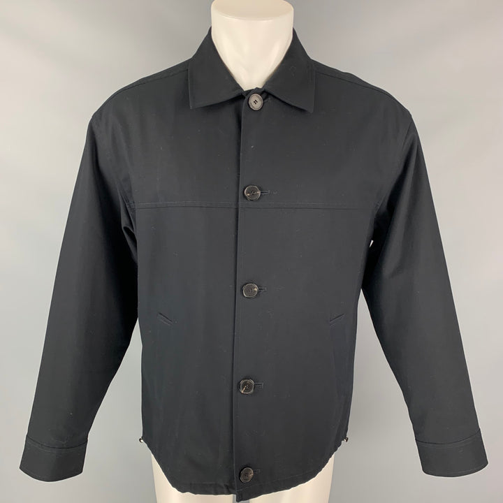 FRAME Size M Navy Blue Cotton Zip Sport Coat