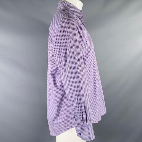 BUGATCHI Size M Purple White Dots Cotton Long Sleeve Shirt