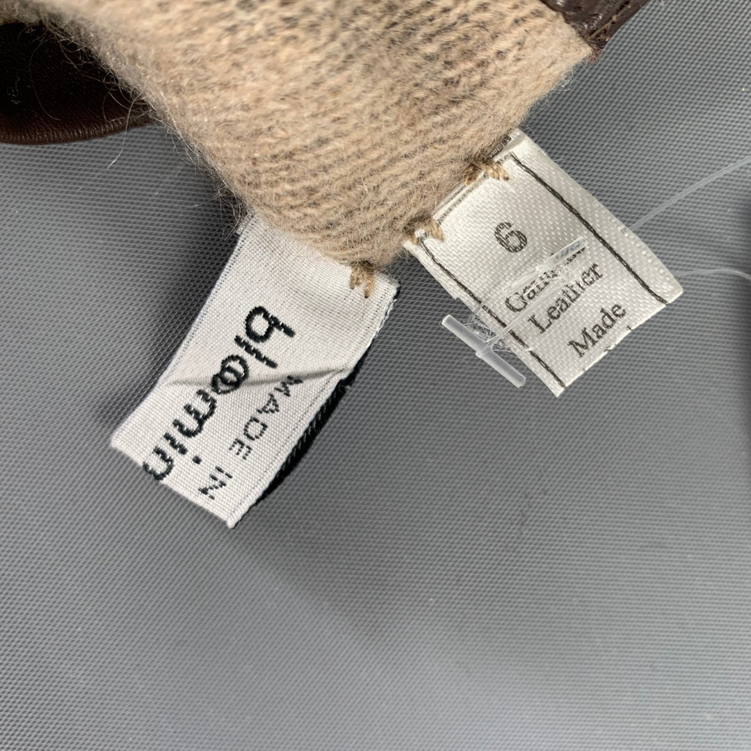 BLOOMINGDALE'S Size 6 Brown Leather Cashmere Gloves