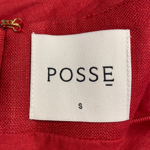 POSSE Size S Elen Red Linen Sleeveless Above Knee Dress
