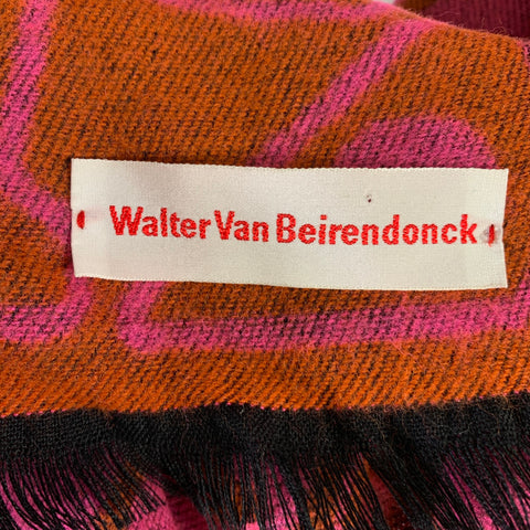 WALTER VAN BEIRENDONCK Orange Pink Geometric  Scarves