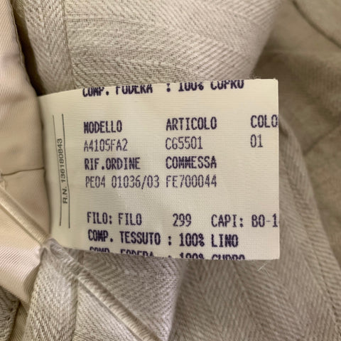 SALVATORE FERRAGAMO Size 38 Cream Herringbone Linen Sport Coat