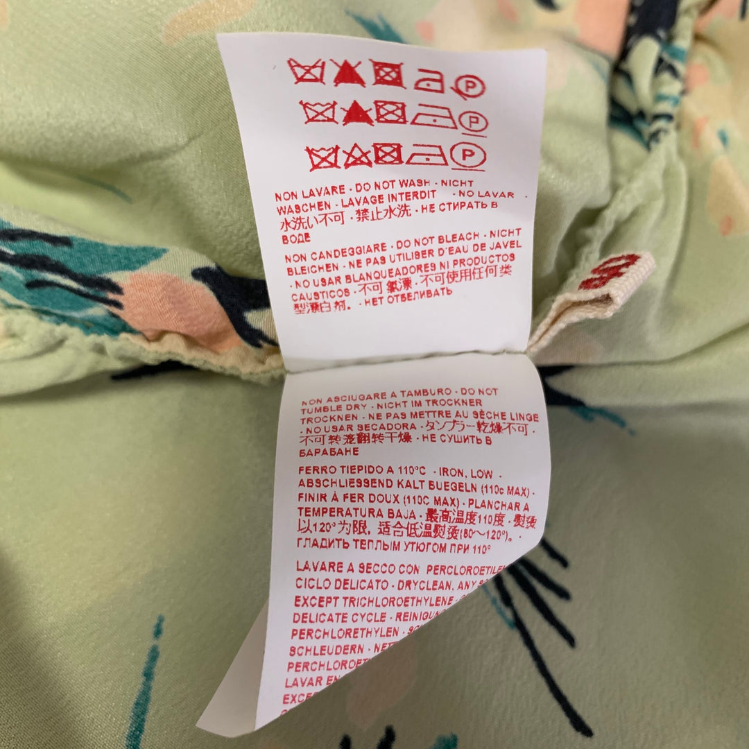 MARNI Size 4 Green Silk Floral Blouse