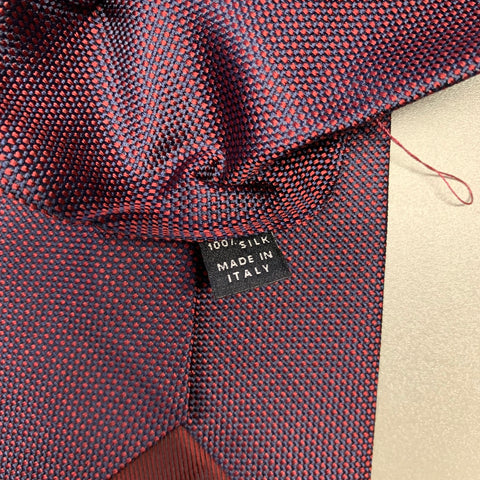 BORRELLI Navy Red Geometric Silk Tie