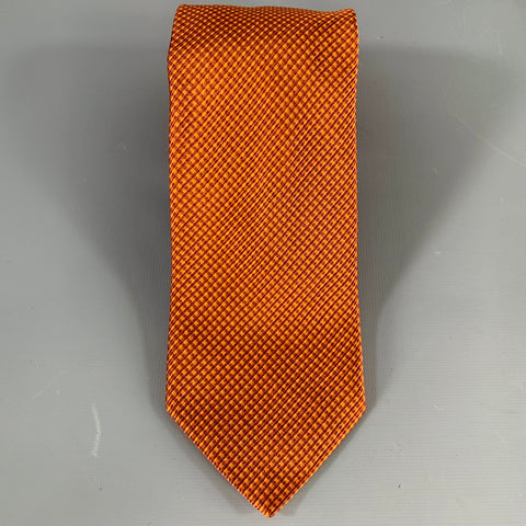 FACONNABLE Orange Copper Textured Silk Tie