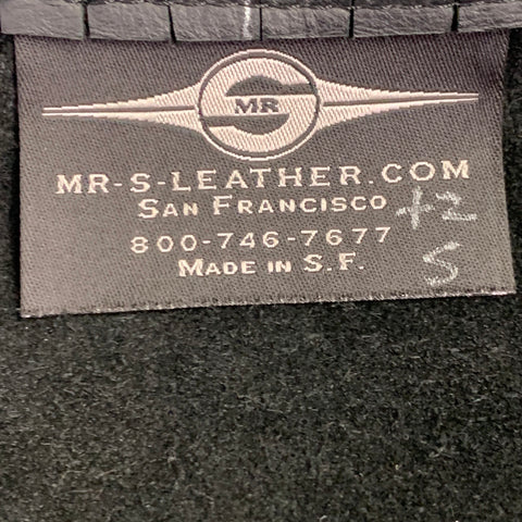 MR. S LEATHER Size S Black Leather Open Front Vest