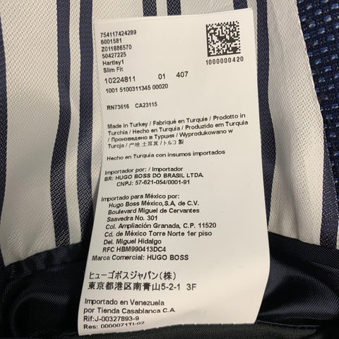 BOSS by HUGO BOSS Size 46 Navy Blue Nailhead Virgin Wool Sport Coat