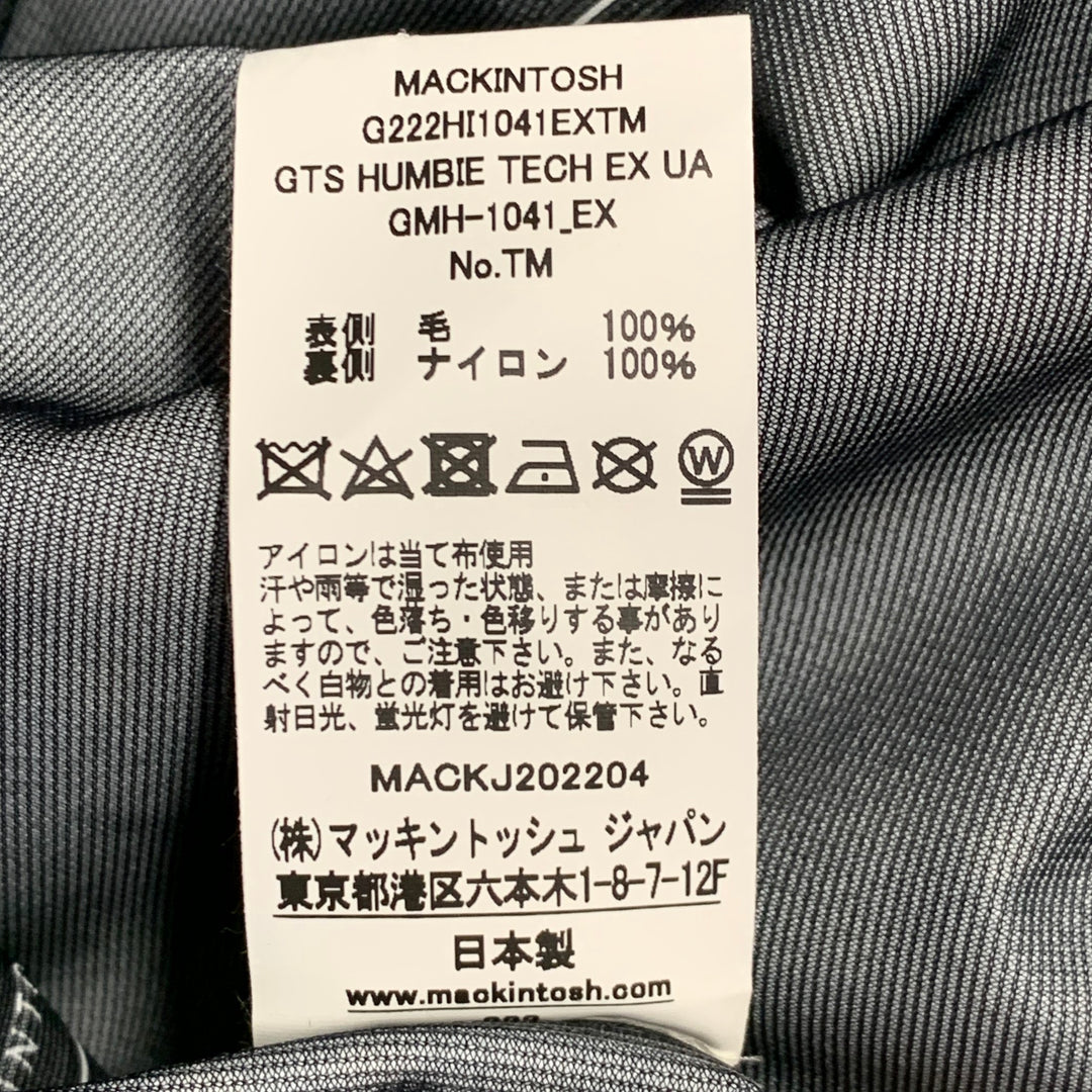 MACKINTOSH Size 38 Black White Checkered Wool Blend Hidden Buttons Coat
