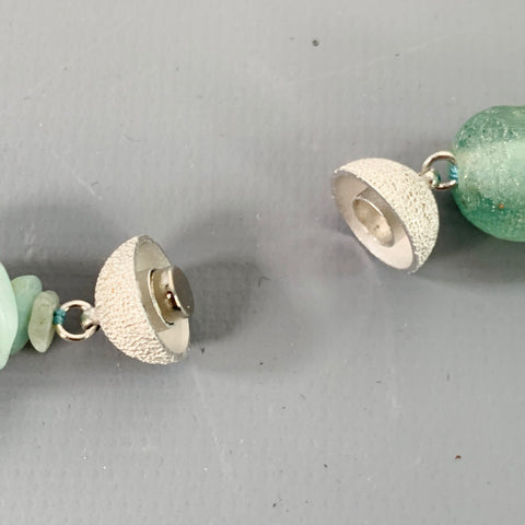 VINTAGE Green Sage Glass Necklace