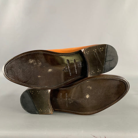 KLEIN EPSTEIN & PARKER Size 9 Brown Tan Distressed Patent Leather Loafers