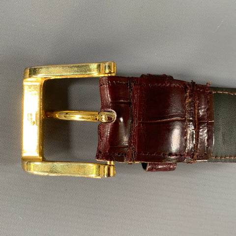 NO BRAND Burgundy Alligator Embossed Leather Belt