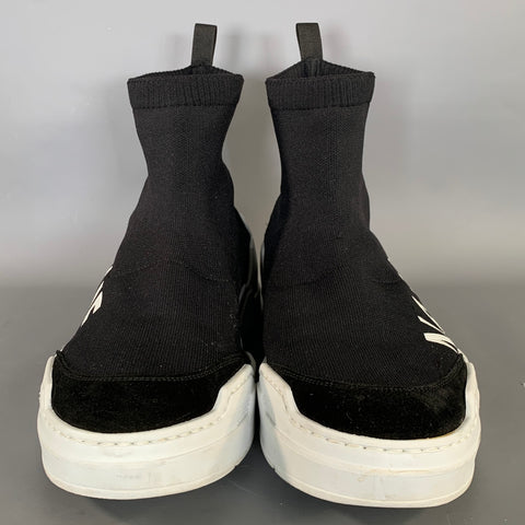 CoSTUME NATIONAL Size 9 Black White Fabric Pull On Boots