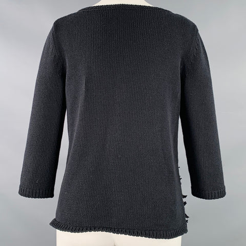 MAX MARA Size S Black Knit Textured 3/4 Sleeves Sweater