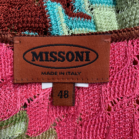 MISSONI Size 12 Multi-Color Crochet Sleeveless Dress