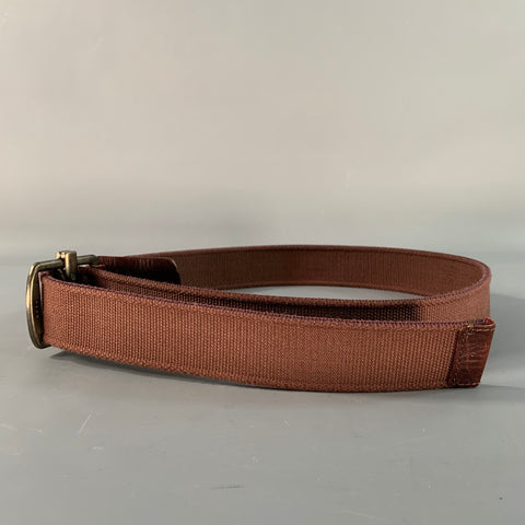MARNI Size 34 Brown Leather Cotton Belt