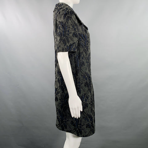 MARNI Size 2 Grey Navy Acrylic Blend Textured Short Sleeve Coat