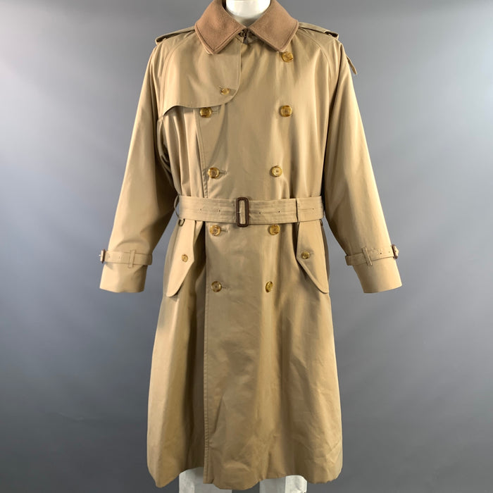 BURBERRY Size XXL Tan Khaki Solid Cotton Trench Trenchcoat