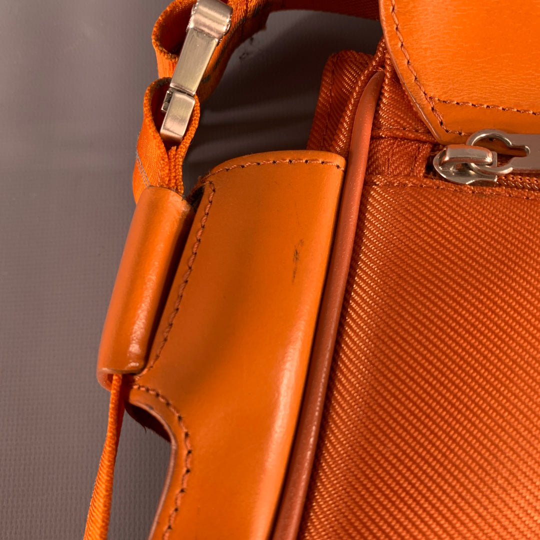 PIQUADRO Orange Leather Messenger Laptop Bag