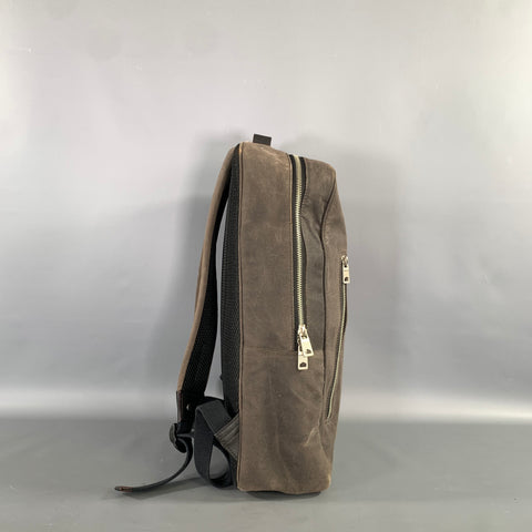 JACK SPADE Grey Gunmetal Shimmer Waxed Cotton Backpack bag