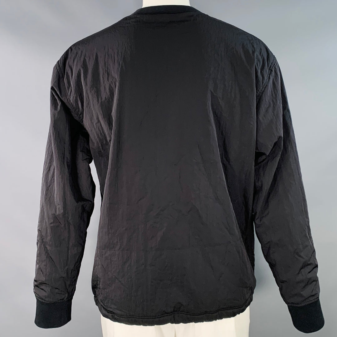 OUR LEGACY AW14 BLACK WAVE Size L Black Polyamide Crew Neck Kangaroo Pocket Sweatshirt