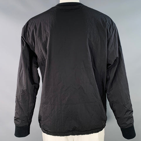 OUR LEGACY AW14 BLACK WAVE Size L Black Polyamide Crew Neck Kangaroo Pocket Sweatshirt