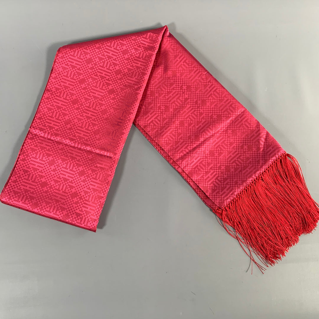 SHANGHAI TANG Pink Red Jacquard Silk Scarves