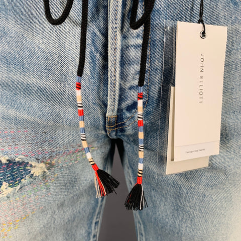 JOHN ELLIOTT Size 34 -Daze Opal Sashiko- Blue Multi Color Embroidery Cotton Jeans