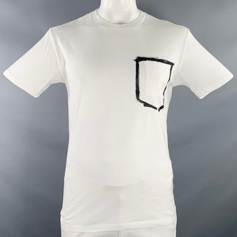 T-shirt YVES SAINT LAURENT Taille XL Blanc Imprimé Noir Une Poche