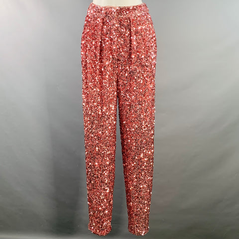 ROTATE Size 2 Alexa Pink Polyester Sequined Tapered Casual Pants