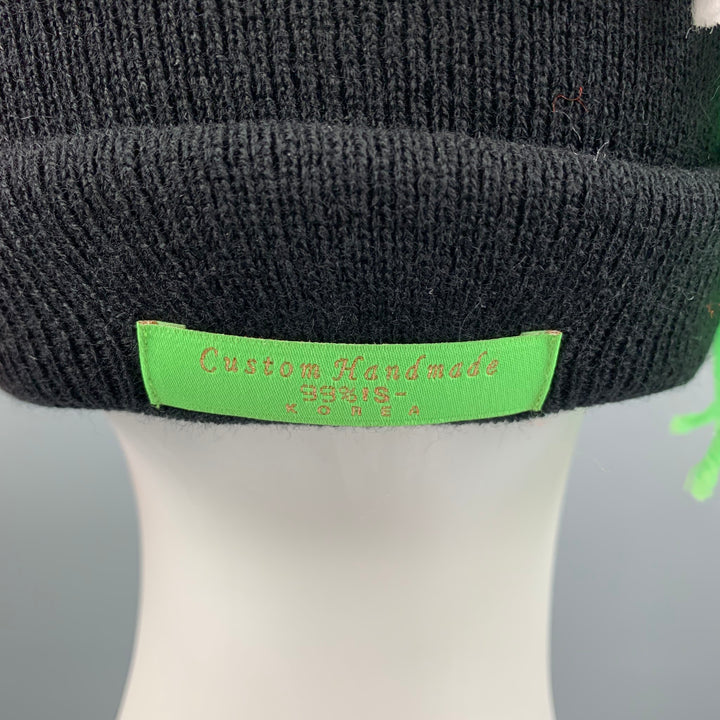 99 PERCENTIS Black Multi-Color Acrylic Fringe Beanie