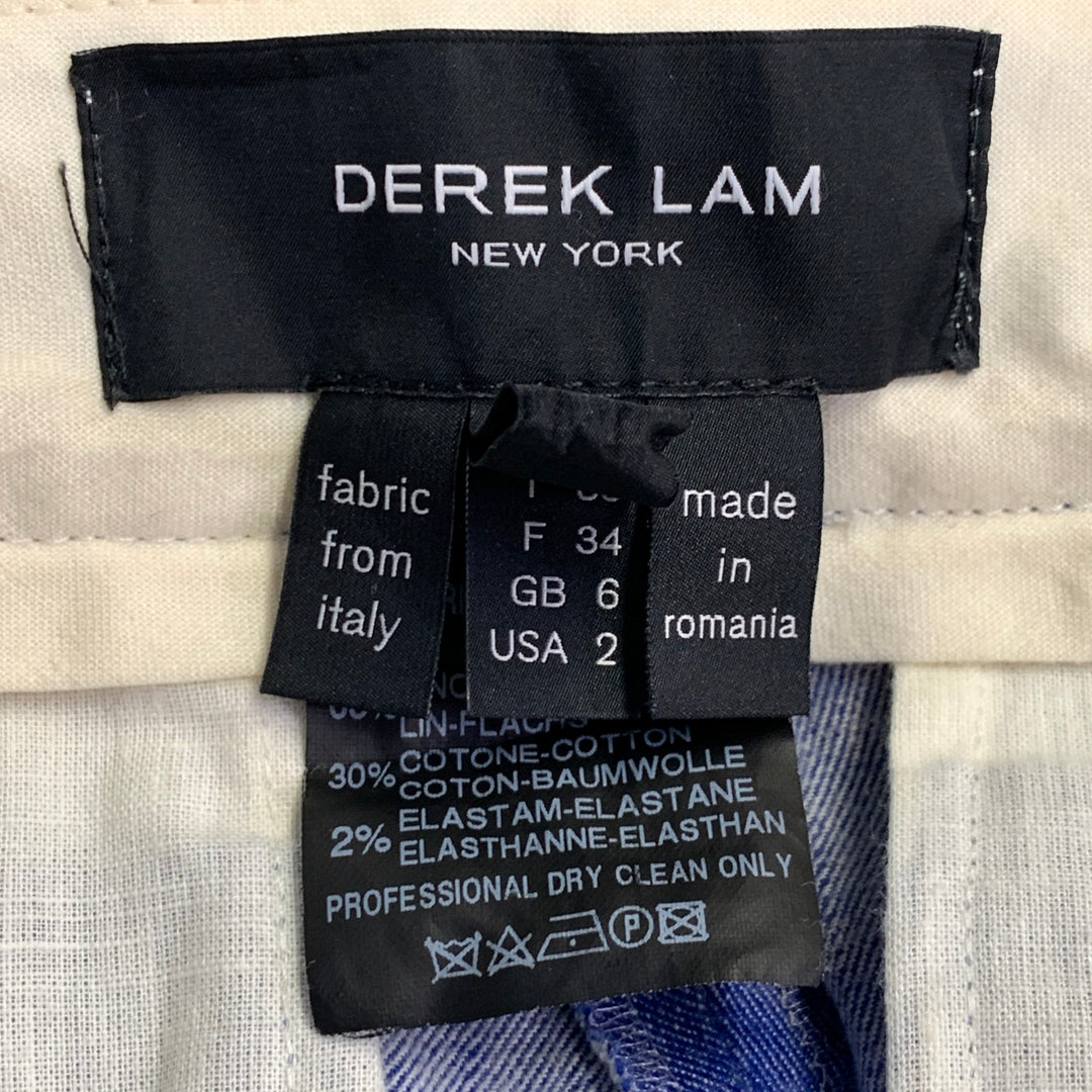 DEREK LAM Size 2 Blue Linen Cotton Blend Skinny Casual Pants