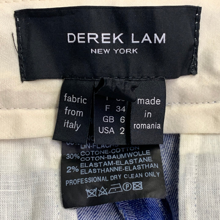 DEREK LAM Size 2 Blue Linen Cotton Blend Skinny Casual Pants