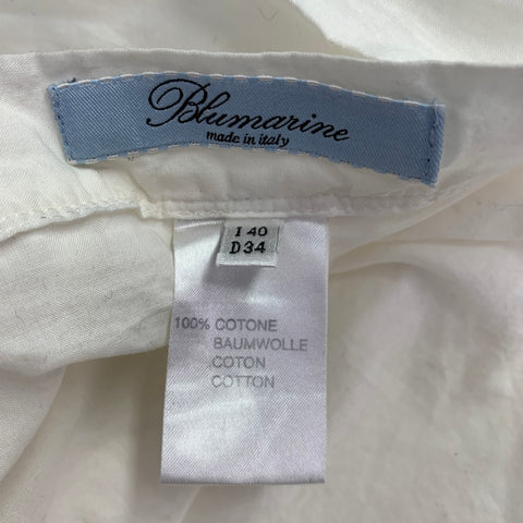 BLUMARINE Size 4 White Cotton Ruffled Long Skirt