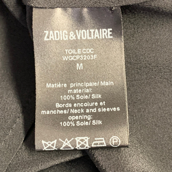 ZADIG & VOLTAIRE Size M Toile Black Silk Ruffled Hidden Buttons Shirt