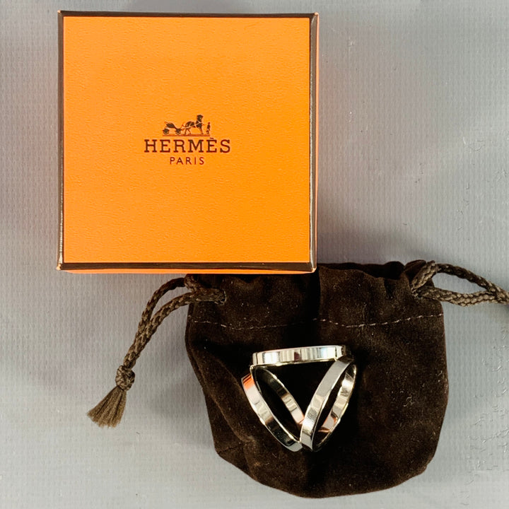 HERMES Trio Scarf 90 Silver Palladium Plated Metal Ring
