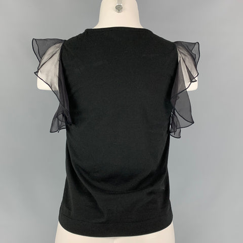 GIAMBATTISTA VALLI Size XXS Black Cotton Silk Lace Trim Sleeveless Dress Top
