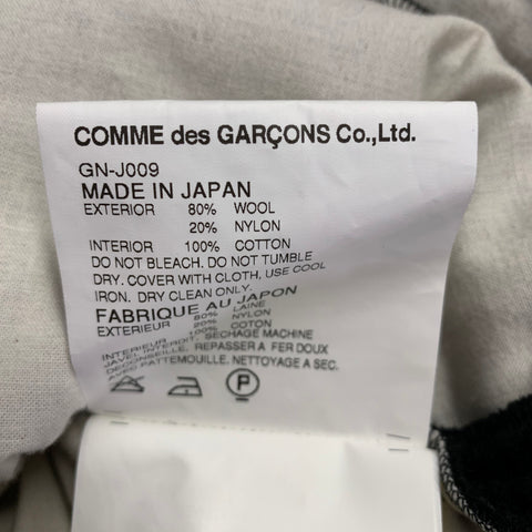 COMME des GARCONS Size S Black Cream Wool Nylon Raw Edge Cardigan
