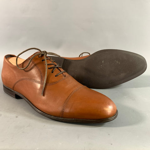 SAKS FIFTH AVENUE Size 7 Brown 40778 7 Leather Cap Toe Lace Up Shoes