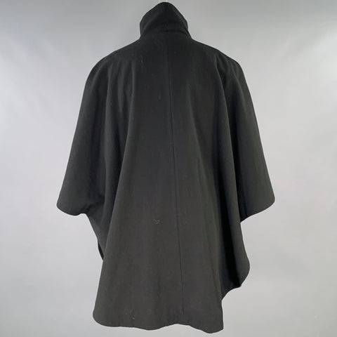 YANTOR Size M Black Wool Poncho Coat