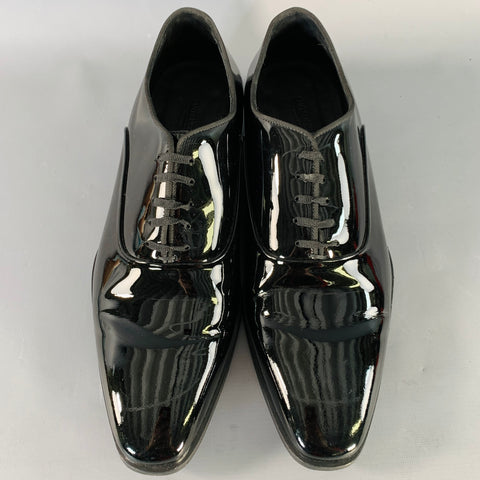 SUITSUPPLY Size 9.5 Black Patent Leather Oxford Tuxedo Lace-Up Shoes