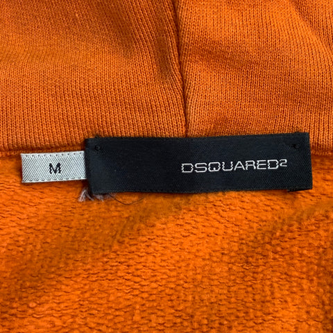 DSQUARED2 Size M Friend Named Jesus Orange Purple Print Cotton Hoodie Sweatshirt