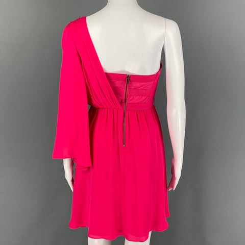 ALICE + OLIVIA Size 2 Pink Silk One Shoulder Dress