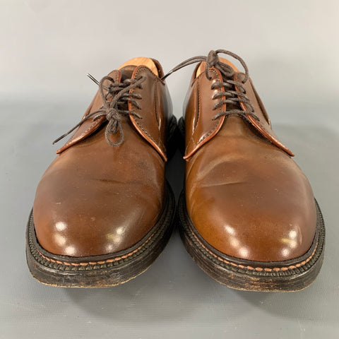 ALDEN Size 8.5 Camel Leather Derby Lace Up Shoes