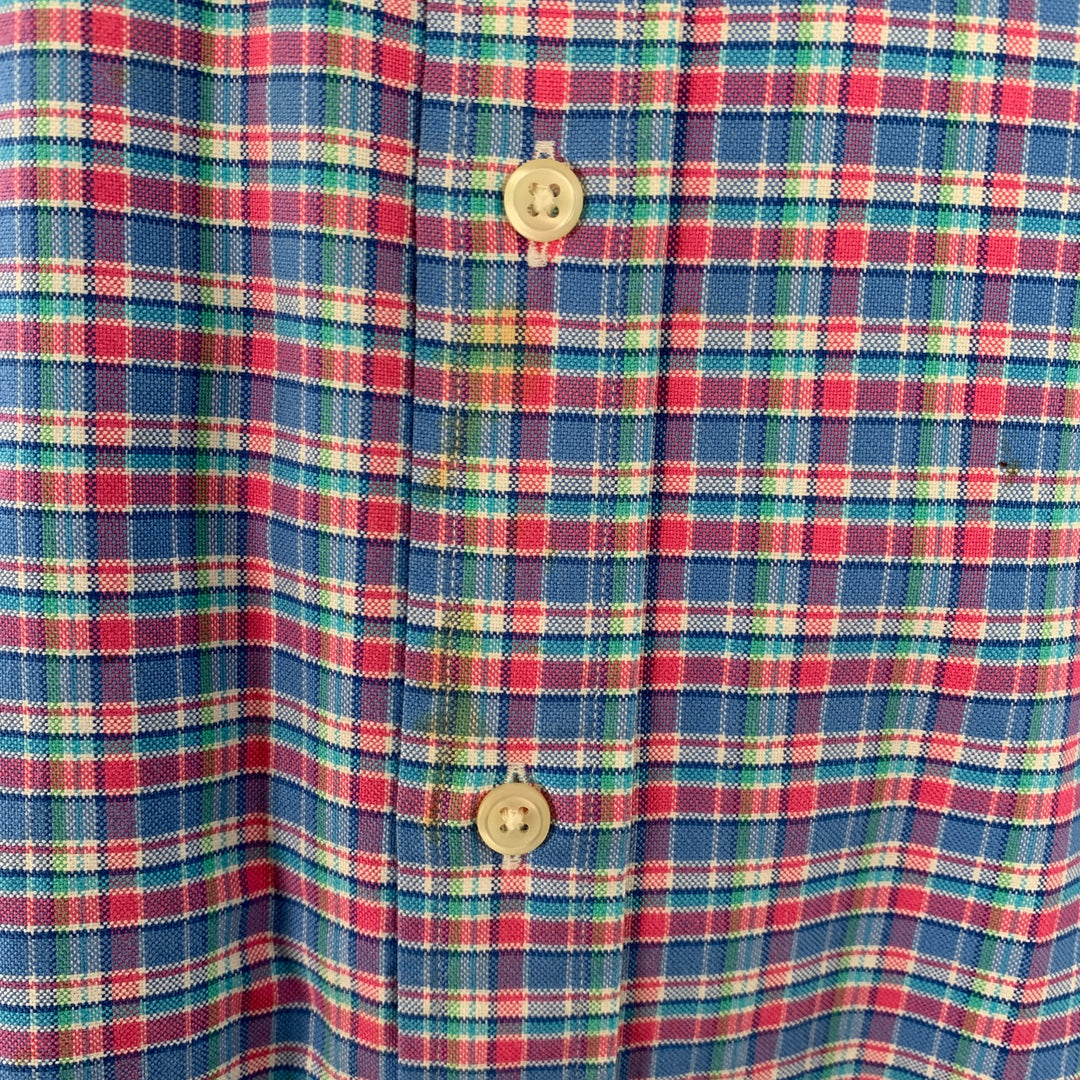 RALPH LAUREN Size XXL Blue Pink Plaid Cotton Button Down Long Sleeve Shirt